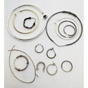 Sterling Silver‎ Single Earring Lot 13.27g Scrap Repair Craft Hoops 925
